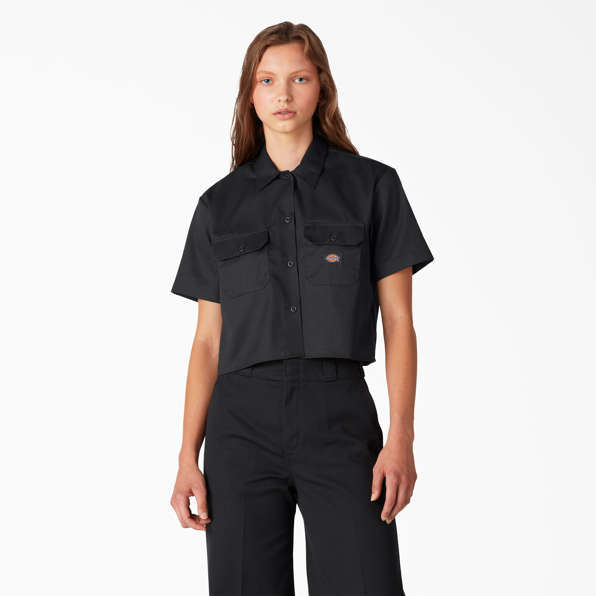 Women's Relaxed Fit Cropped Work Shirt ...